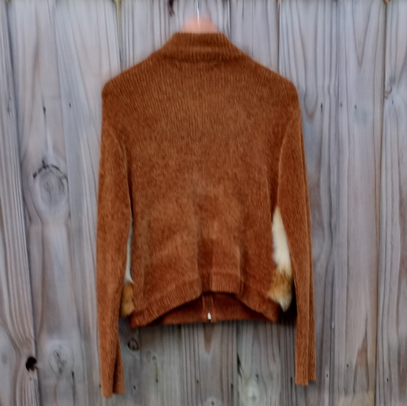 Lisa international faux front fur  zipper sweater - Picture 5 of 6